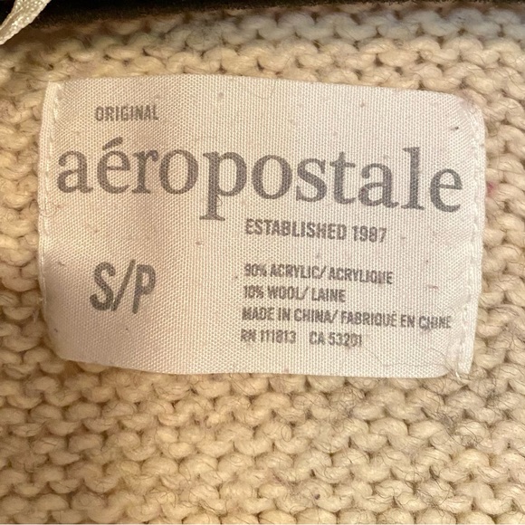 Aéropostale Sweater Vest with Belt Size Small Tan Gray Neutral Short Sleeve - Picture 6 of 6